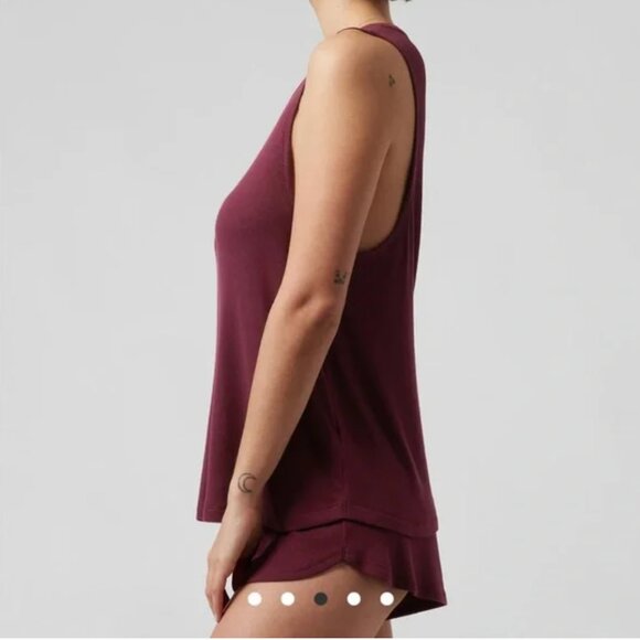 Small - ATHLETA - Well Rested Rib Sleep Tank Burgundy NEW - Picture 3 of 4